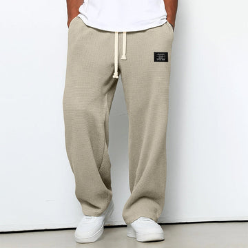 Pantalones jogger para hombre con textura de waffle y cintura con cordón - corte recto