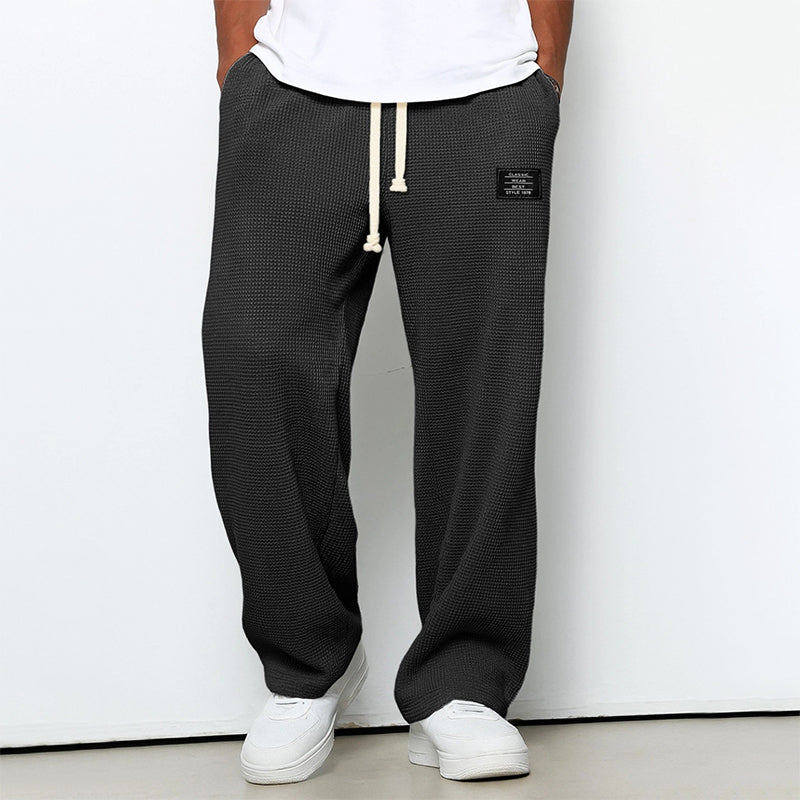 Pantalones jogger para hombre con textura de waffle y cintura con cordón - corte recto