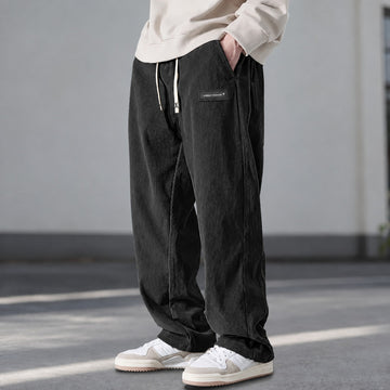 Pantalones para hombre con ajuste relajado y cintura con cordón