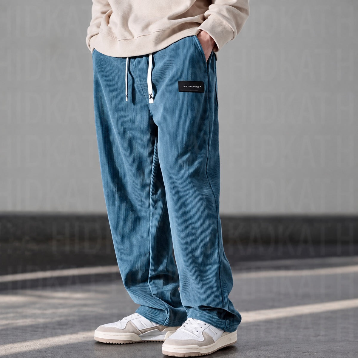 Pantalones para hombre con ajuste relajado y cintura con cordón