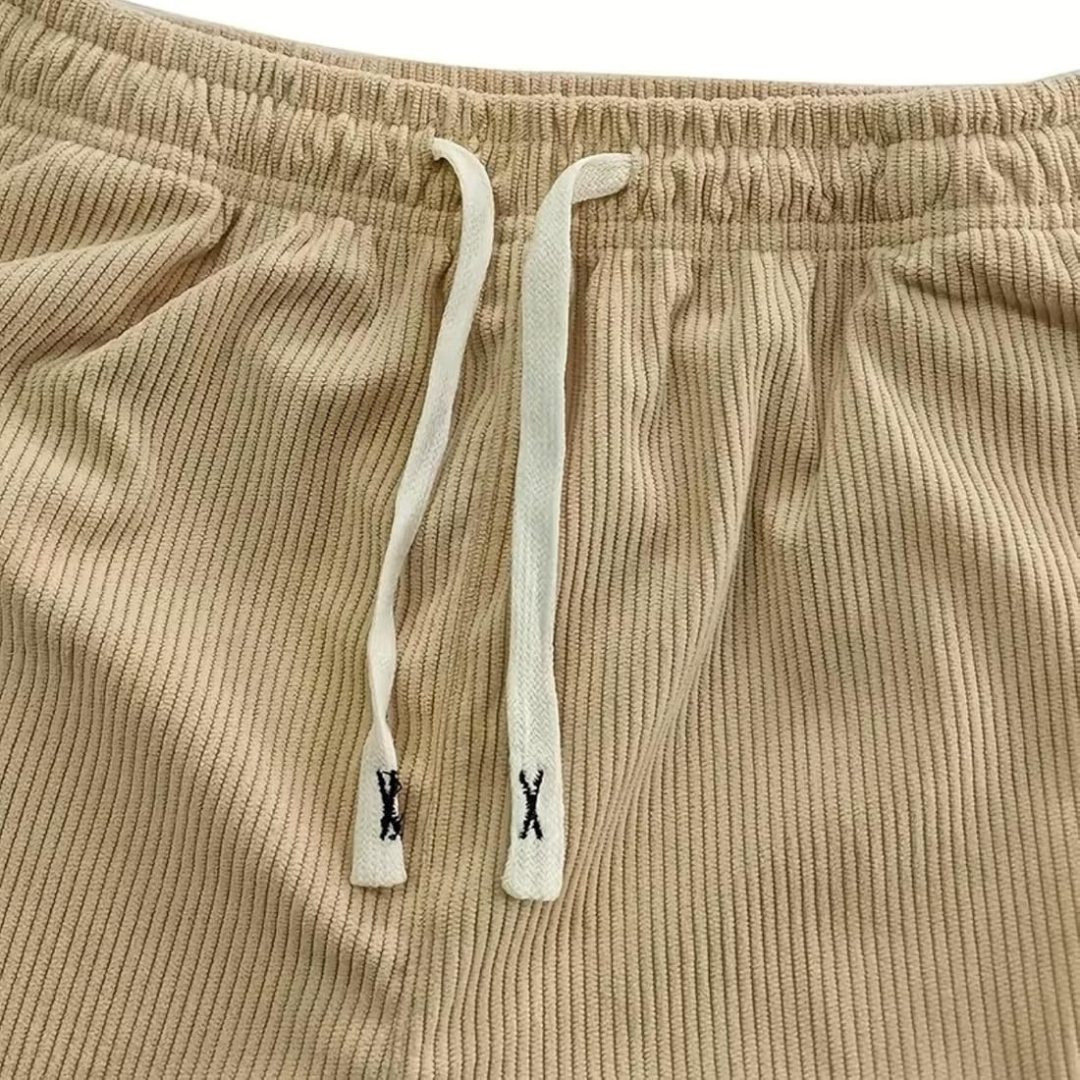 Pantalones para hombre con cintura ajustable y pernera recta relajada - bolsillos laterales