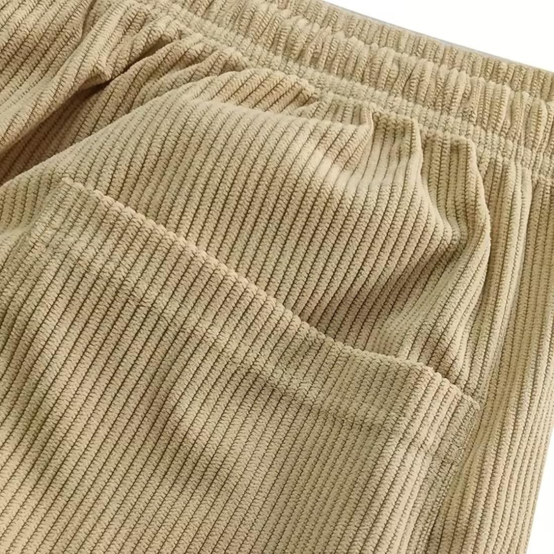 Pantalones para hombre con cintura ajustable y pernera recta relajada - bolsillos laterales