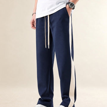 Pantalones para hombre de corte recto con diseño en bloque de color y rayas laterales