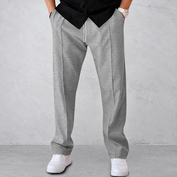 Pantalones para hombre - Diseño plisado con cintura elástica y bolsillos laterales