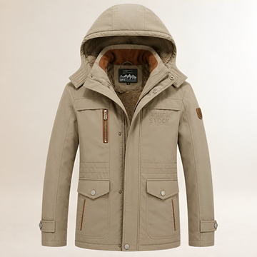 Park rápido hombre con capucha regulable desmontable, cremallón y bolsillos múltiples