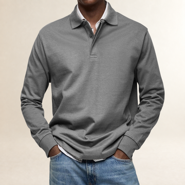 Polo de manga larga para hombre clásico con cuello y botonadura estilo versátil