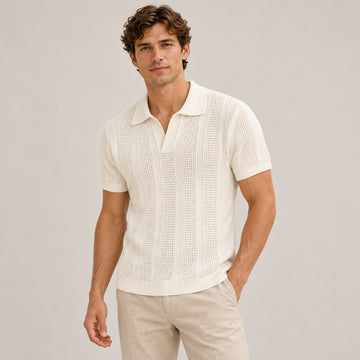 Polo para hombre de manga corta con diseño texturizado cuello clásico