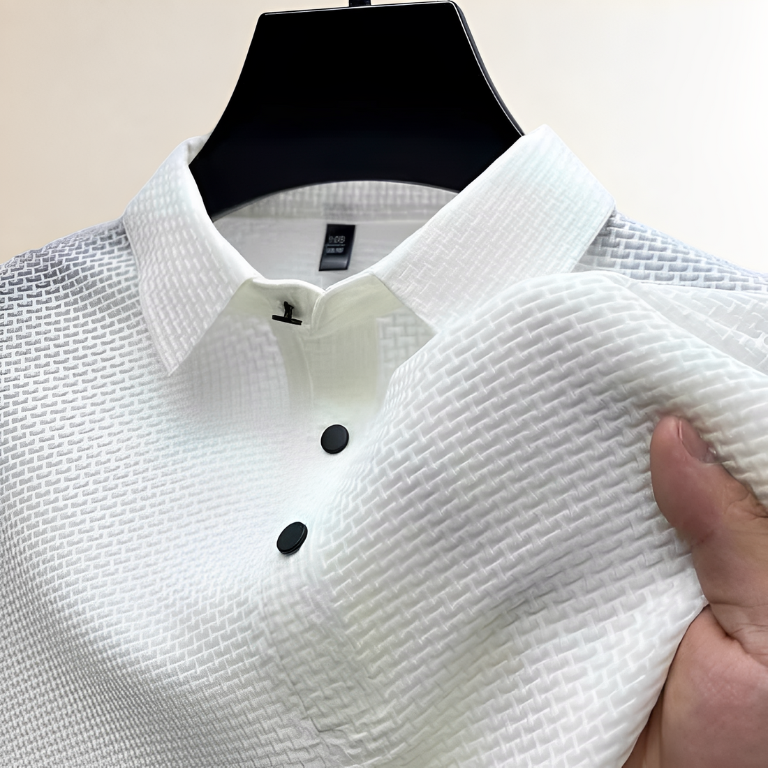 Polo para hombre Manga corta - CuelloMandarín texturizado con cierre de snaps y ajuste clásico