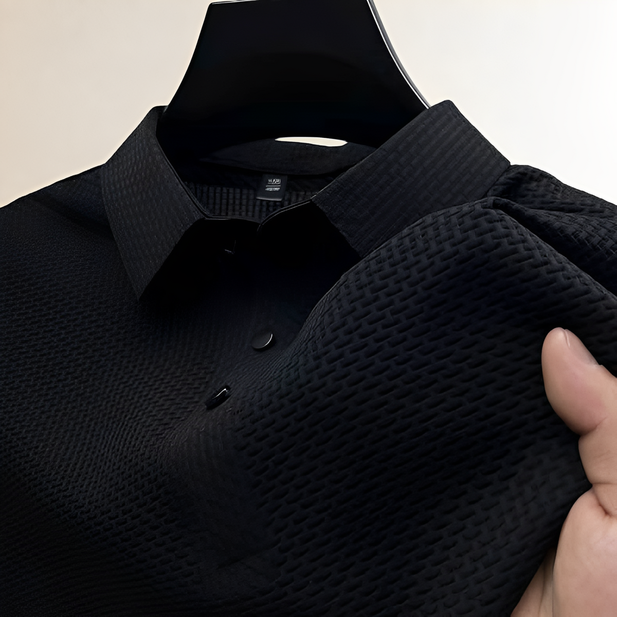 Polo para hombre Manga corta - CuelloMandarín texturizado con cierre de snaps y ajuste clásico