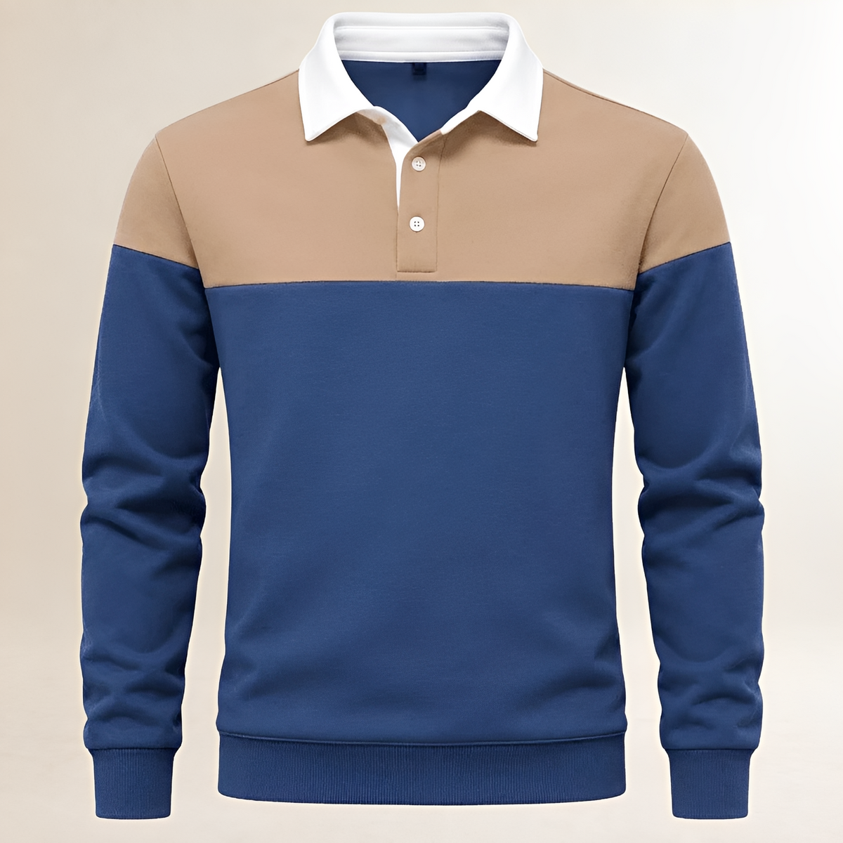Sahar Men Polo Manga Larga con Yoke Colorblock y Detalles de Botones