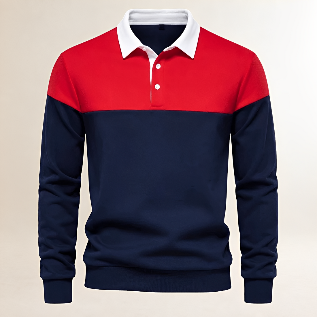 Sahar Men Polo Manga Larga con Yoke Colorblock y Detalles de Botones