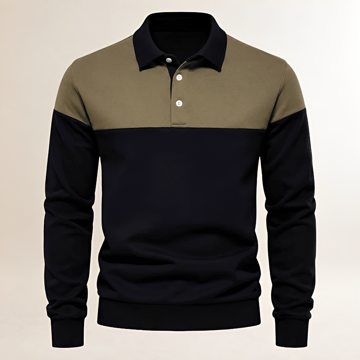 Sahar Men Polo Manga Larga con Yoke Colorblock y Detalles de Botones