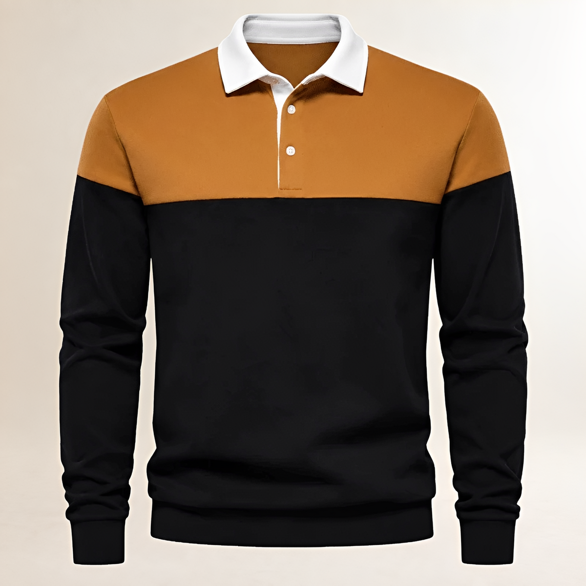 Sahar Men Polo Manga Larga con Yoke Colorblock y Detalles de Botones
