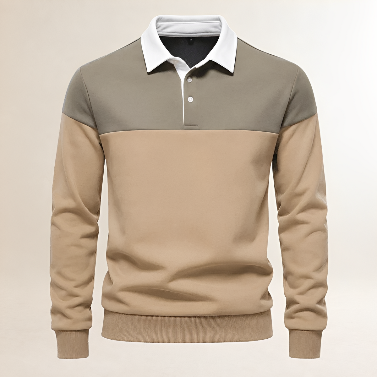 Sahar Men Polo Manga Larga con Yoke Colorblock y Detalles de Botones