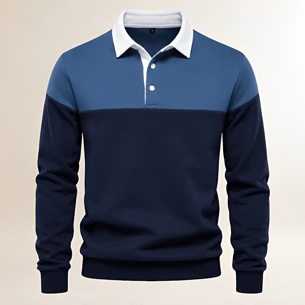 Sahar Men Polo Manga Larga con Yoke Colorblock y Detalles de Botones