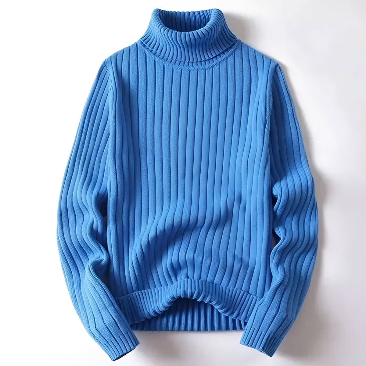 Suéter de cuello alto para hombre de corte regular con diseño acanalado