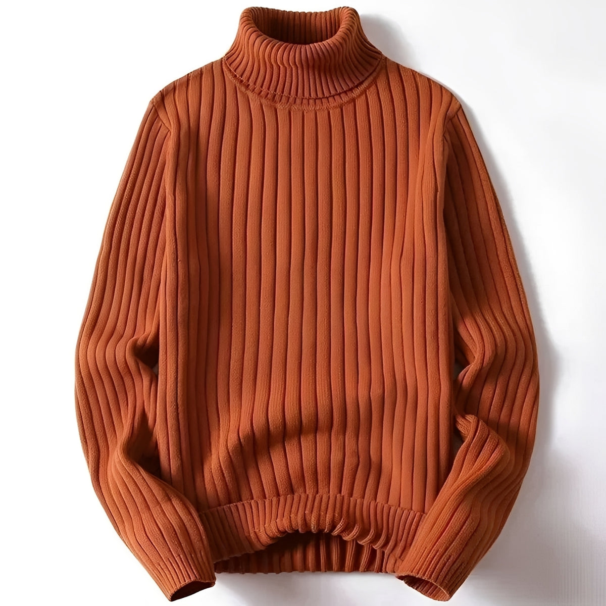 Suéter de cuello alto para hombre de corte regular con diseño acanalado