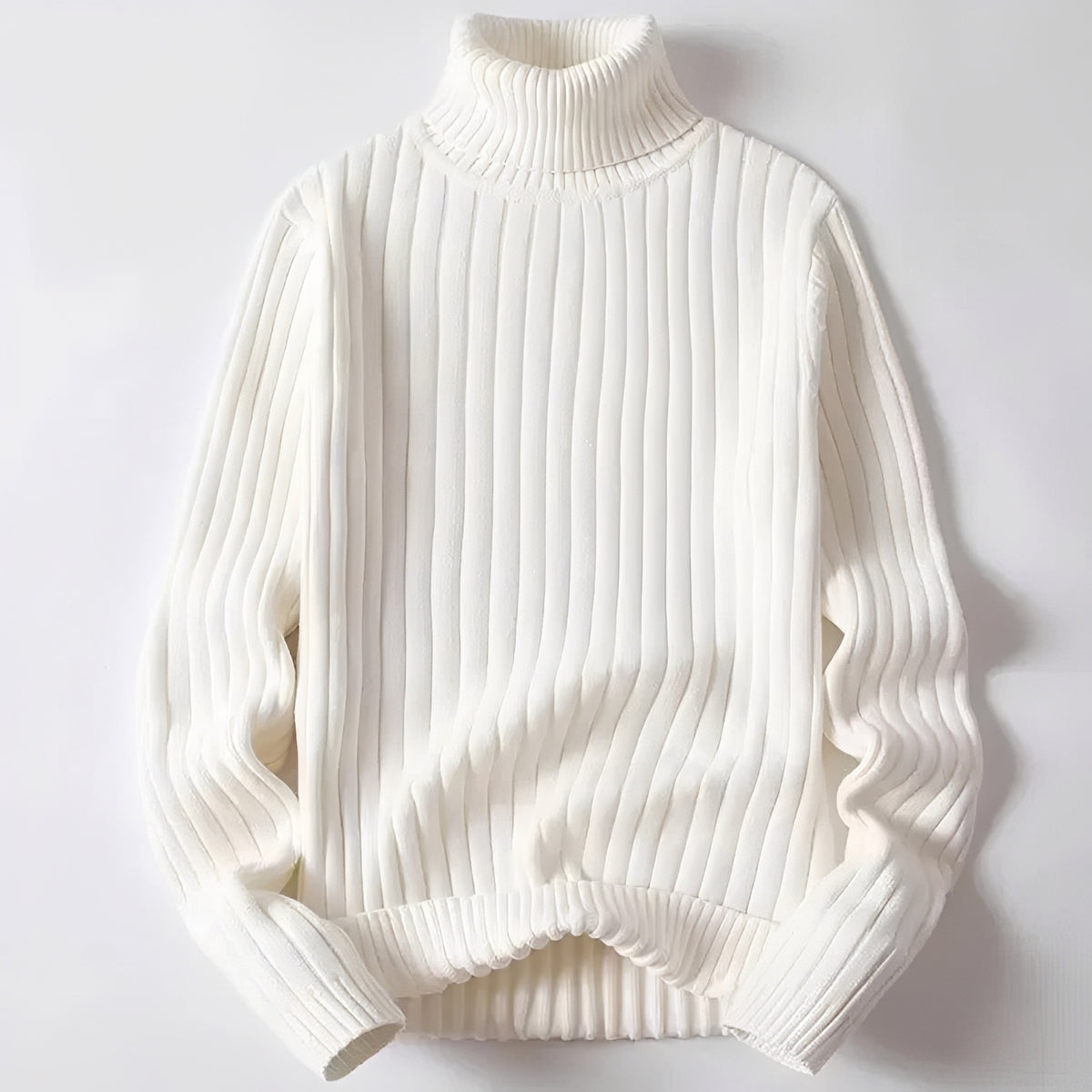 Suéter de cuello alto para hombre de corte regular con diseño acanalado