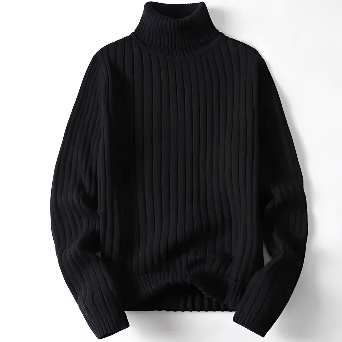 Suéter de cuello alto para hombre de corte regular con diseño acanalado