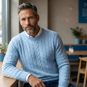 Suéter de cuello redondo para hombre con textura suave y manga larga