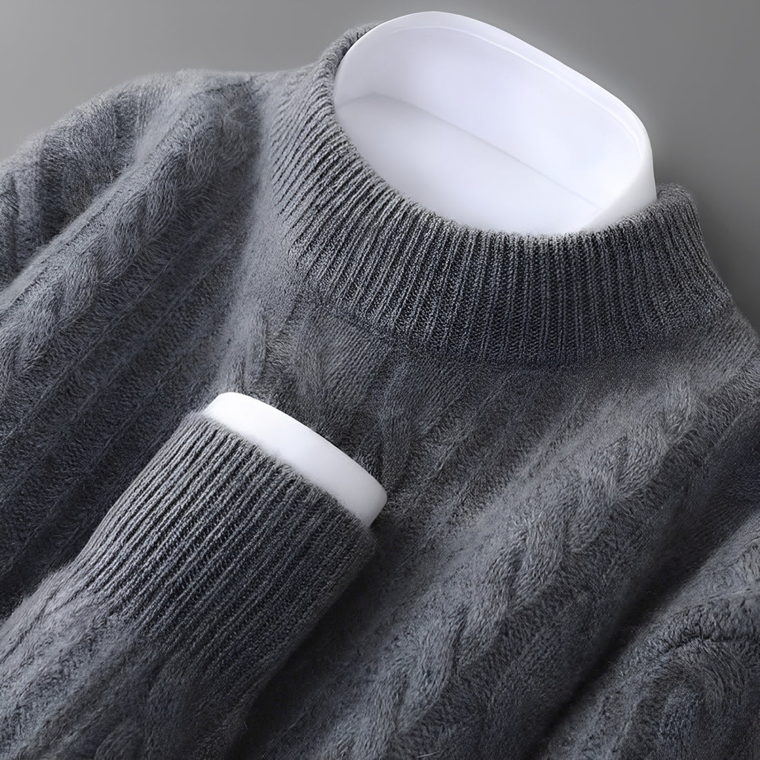 Suéter de cuello redondo para hombre con textura suave y manga larga