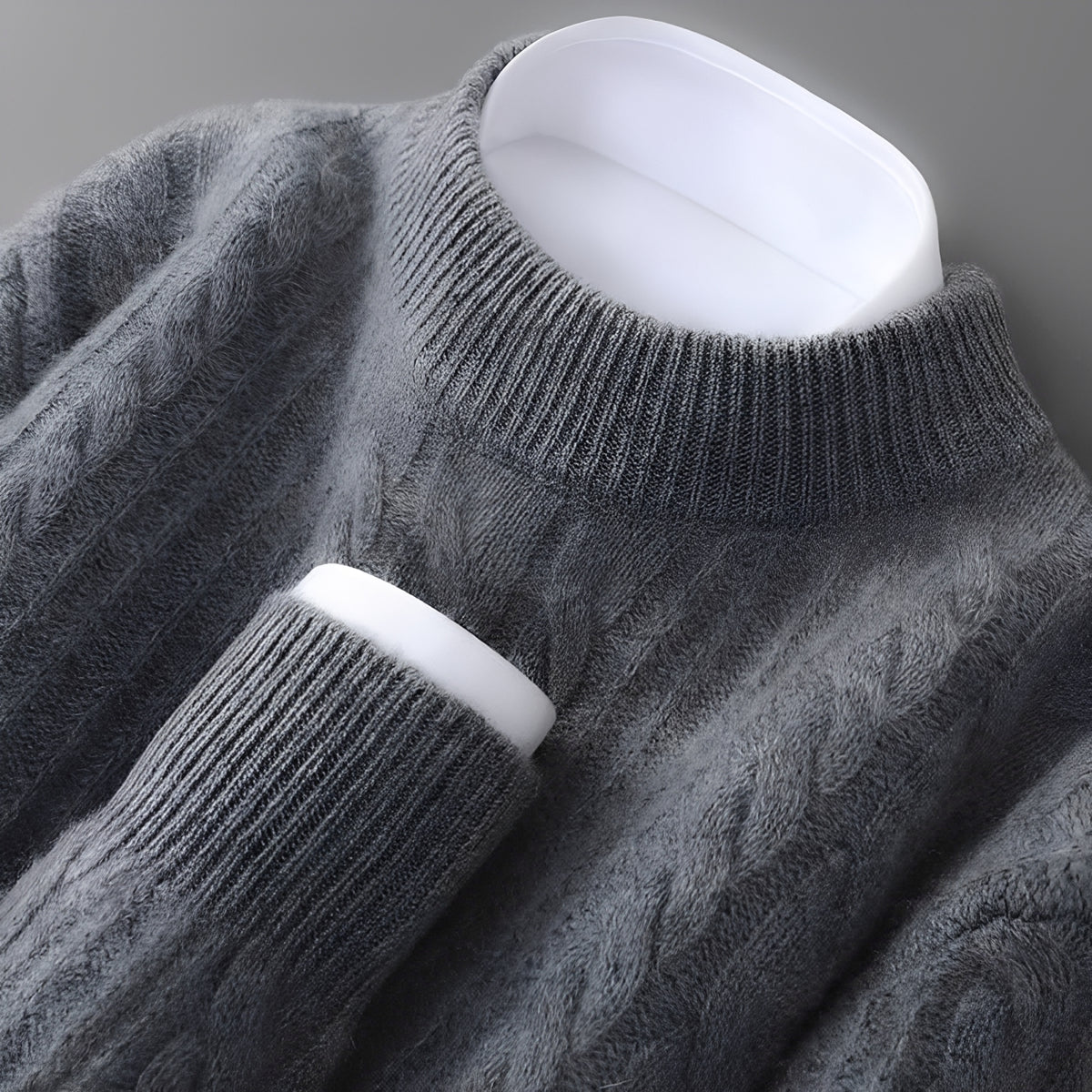 Suéter de cuello redondo para hombre con textura suave y manga larga