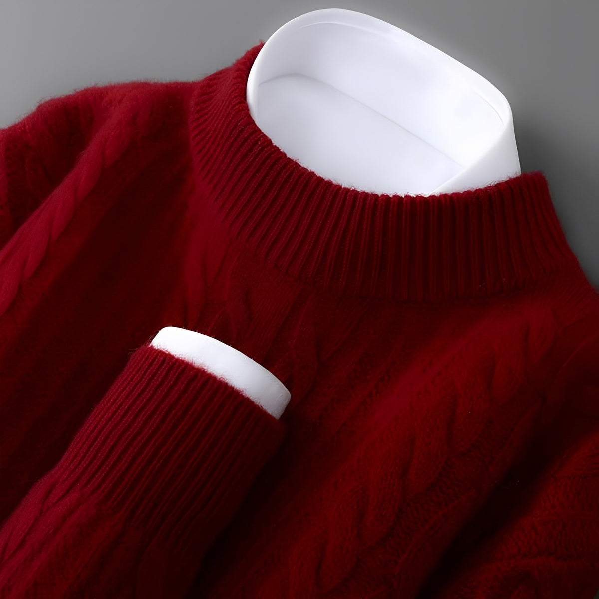 Suéter de cuello redondo para hombre con textura suave y manga larga