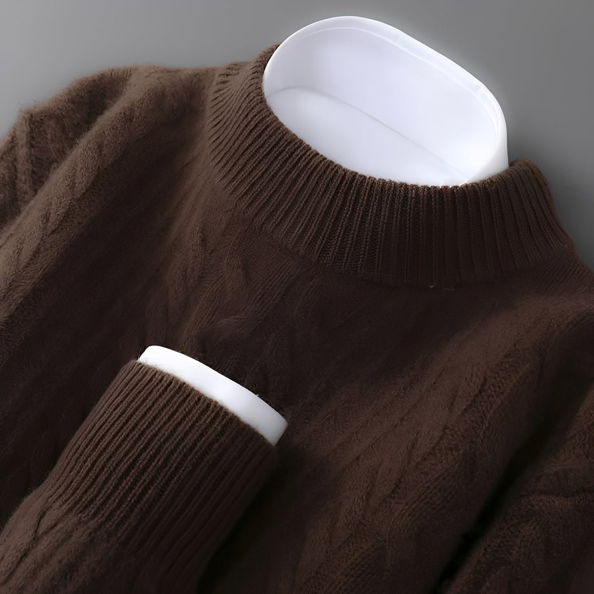 Suéter de cuello redondo para hombre con textura suave y manga larga