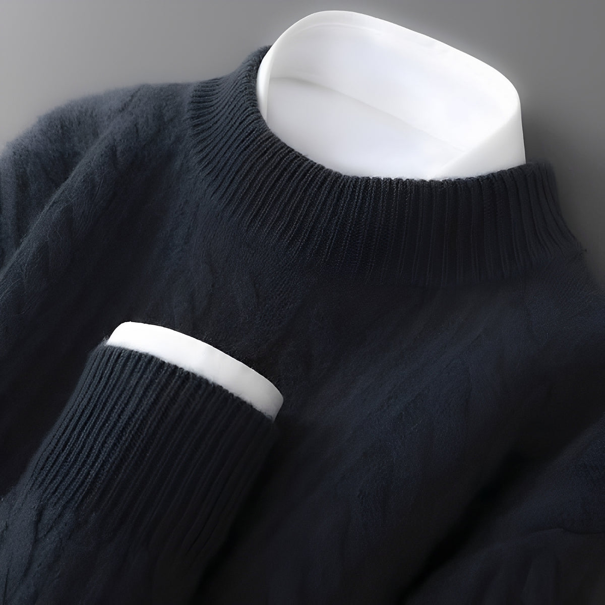 Suéter de cuello redondo para hombre con textura suave y manga larga