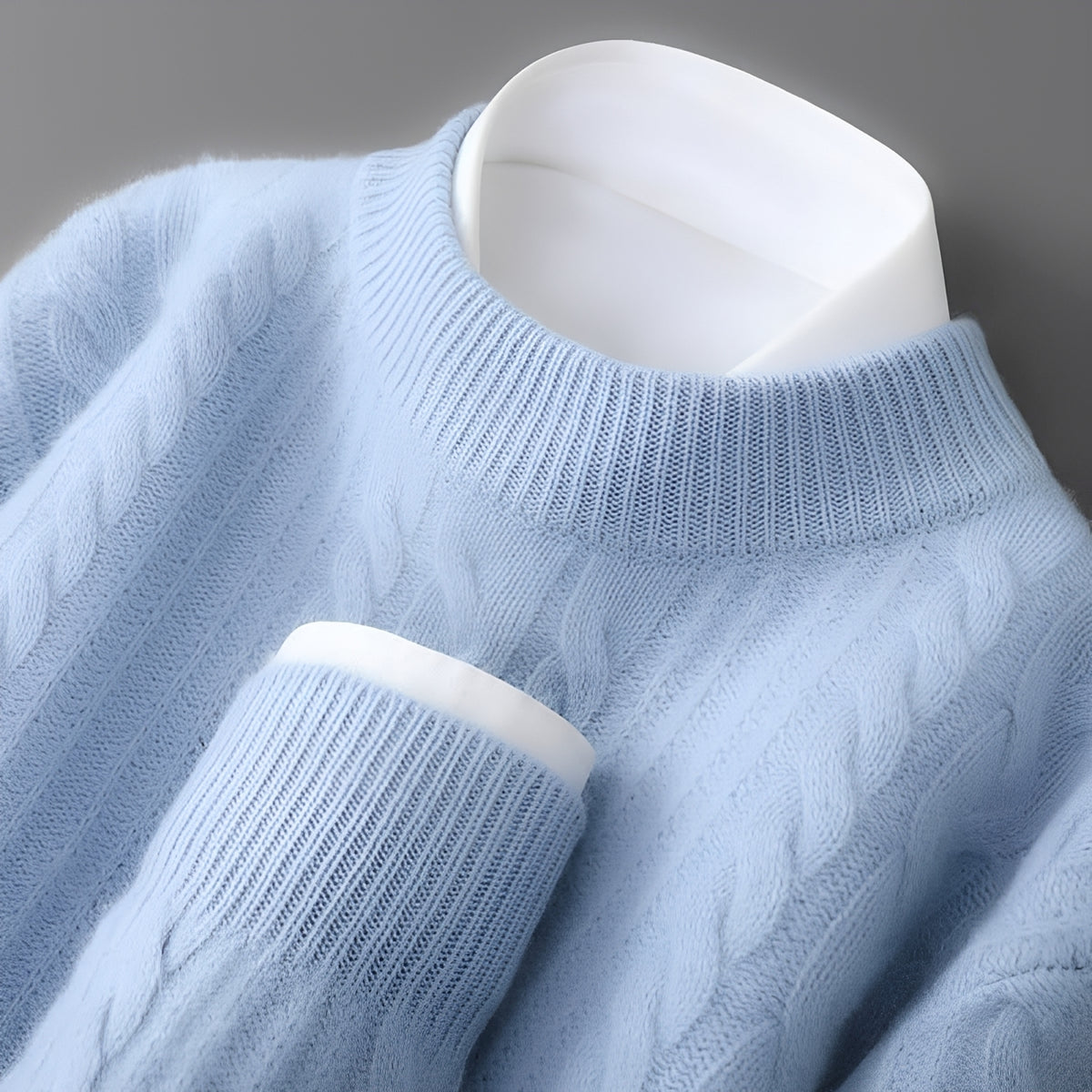 Suéter de cuello redondo para hombre con textura suave y manga larga