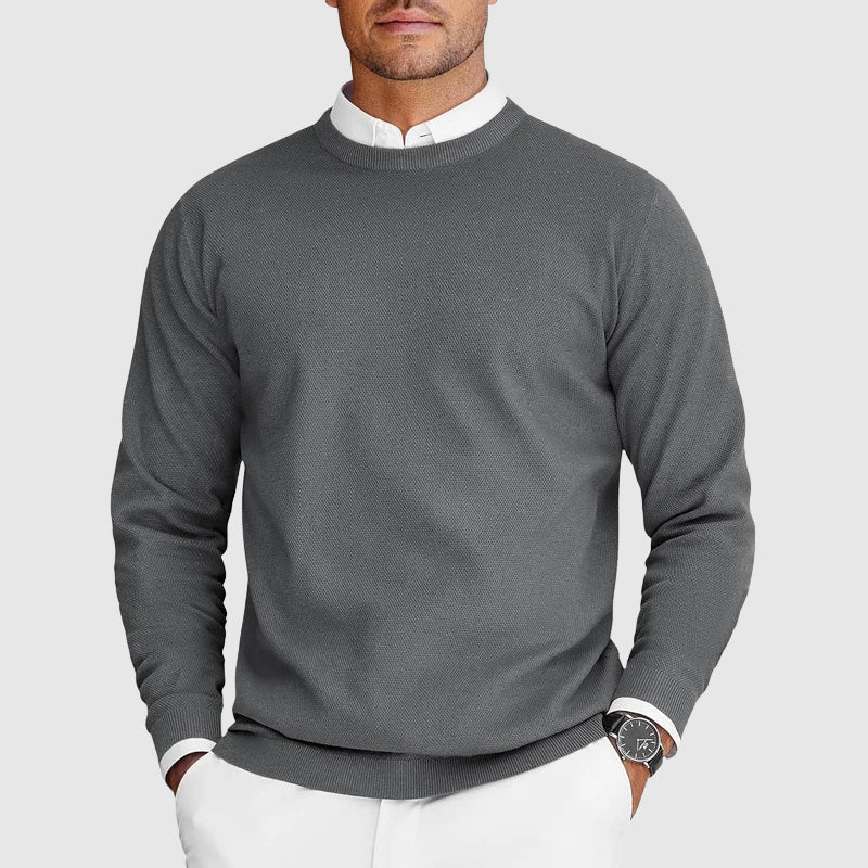 Suéter de hombre de cuello redondo con diseño texturizado y corte clásico