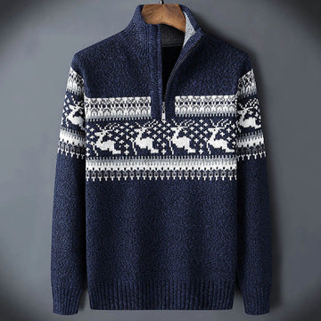 Suéter de hombre de manga larga con cuello redondo y patrón Fair Isle - corte regular