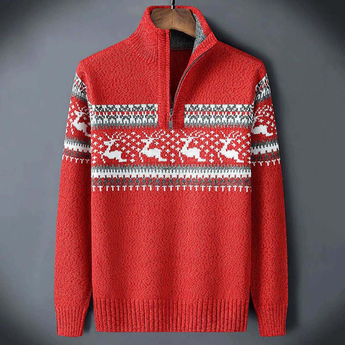 Suéter de hombre de manga larga con cuello redondo y patrón Fair Isle - corte regular