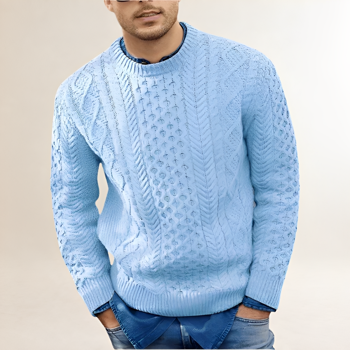 Suéter para hombre con diseño texturizado cuello redondo ajuste regular estilo casual