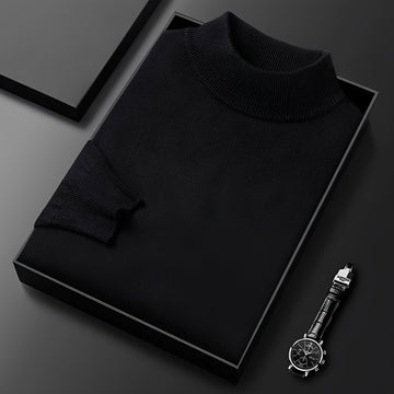 Suéter para hombre de cuello alto con puños acanalados y corte moderno