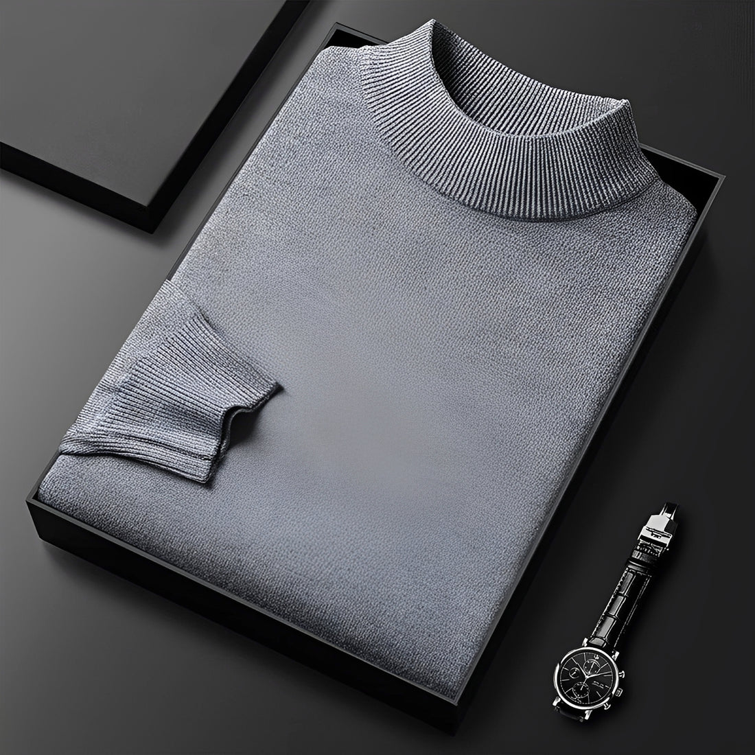 Suéter para hombre de cuello alto con puños acanalados y corte moderno