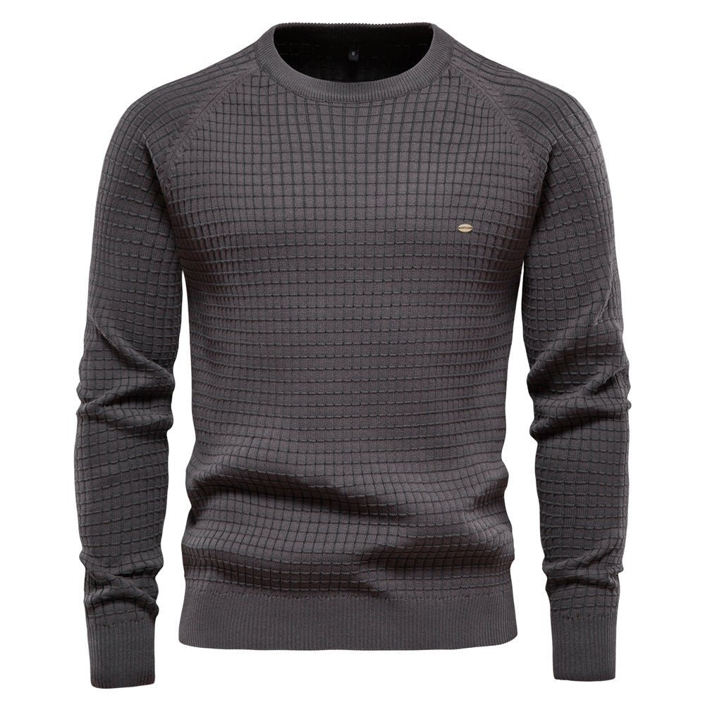 Suéter para hombre de cuello redondo texturizado de corte regular