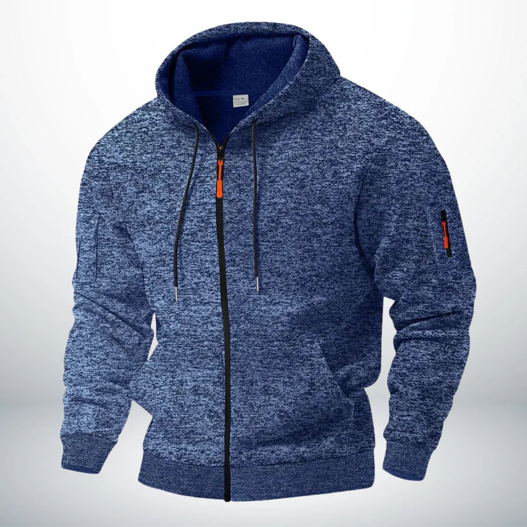 Sudadera con capucha con cierre y bolsillos con cremallera para hombre ajuste estructurado