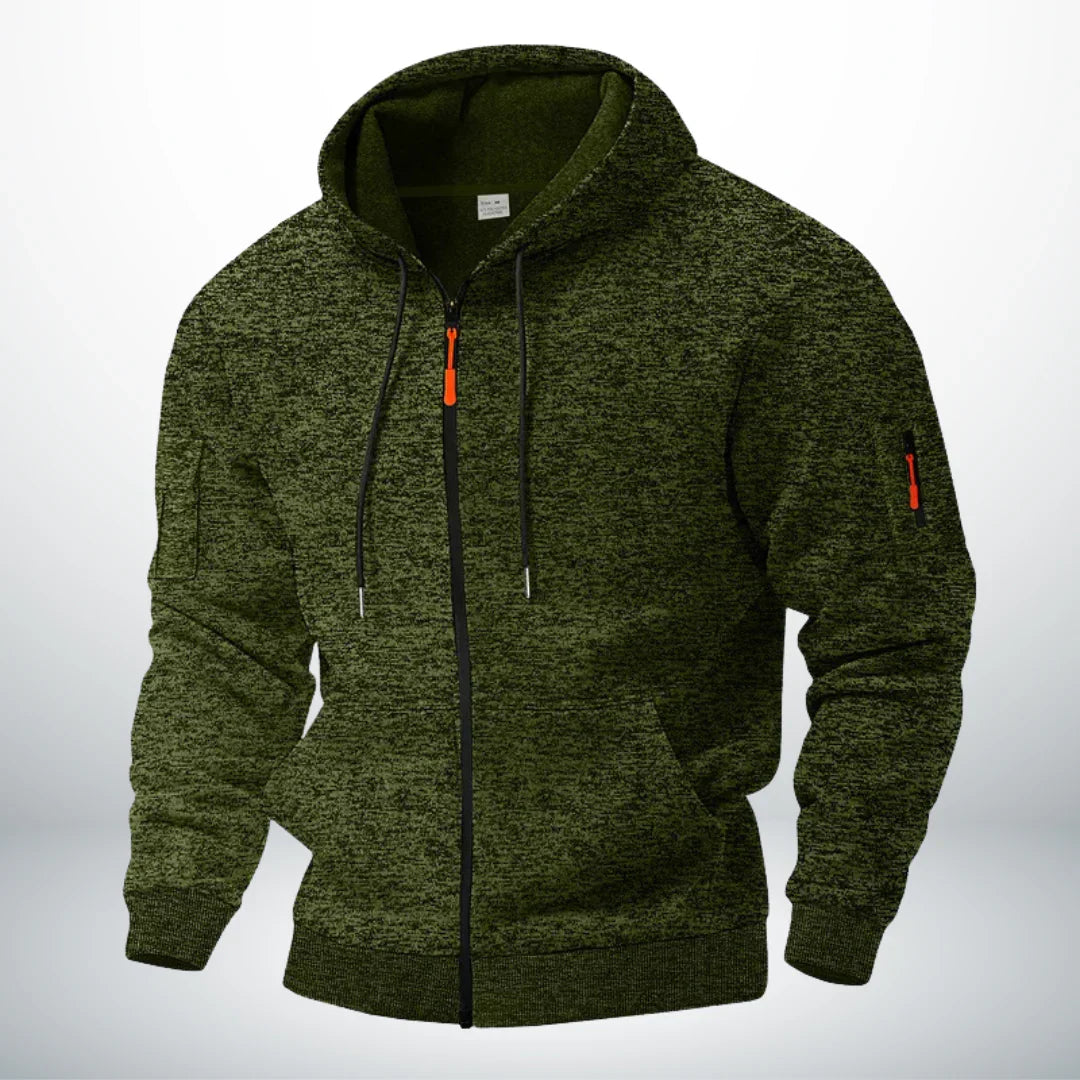 Sudadera con capucha con cierre y bolsillos con cremallera para hombre ajuste estructurado