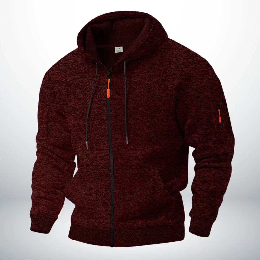 Sudadera con capucha con cierre y bolsillos con cremallera para hombre ajuste estructurado
