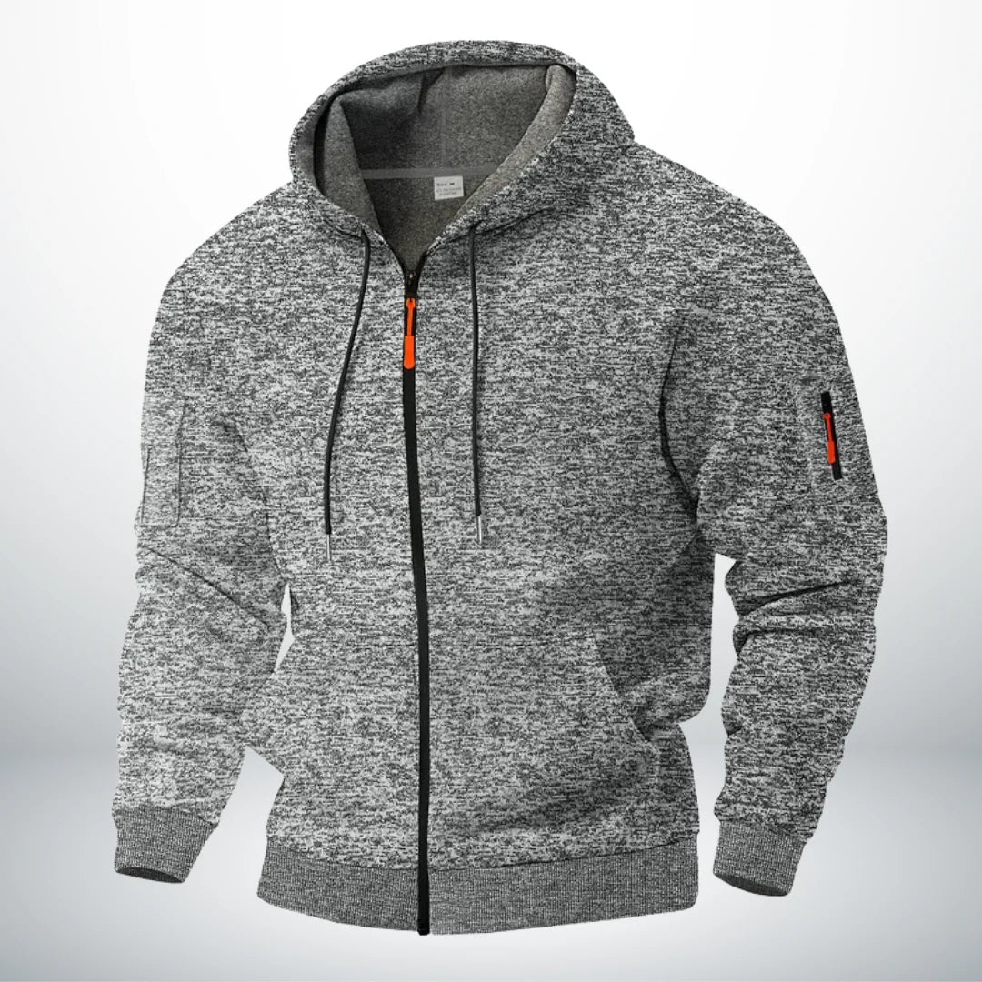 Sudadera con capucha con cierre y bolsillos con cremallera para hombre ajuste estructurado