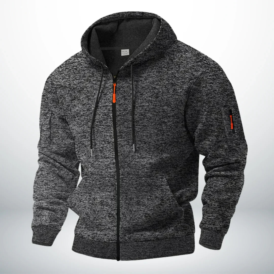 Sudadera con capucha con cierre y bolsillos con cremallera para hombre ajuste estructurado