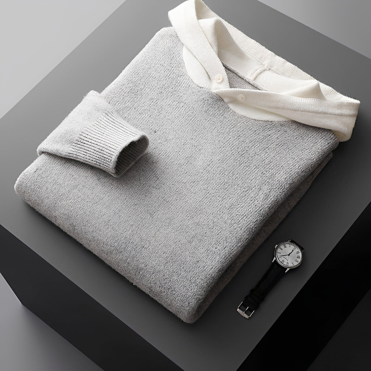 Sudadera con capucha para hombre con botones y cuello contrastado corte regular
