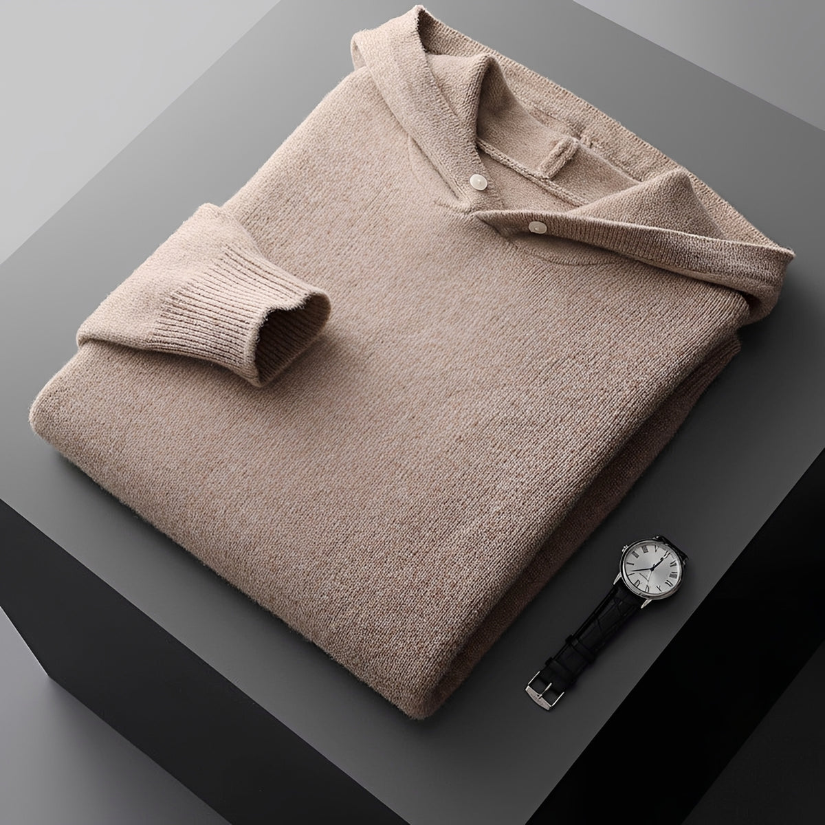 Sudadera con capucha para hombre con botones y cuello contrastado corte regular