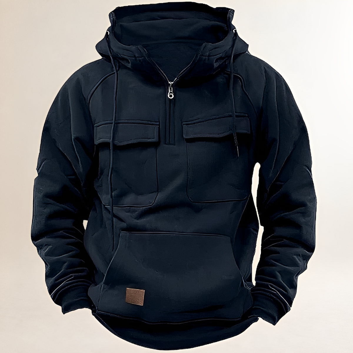 Sudadera con capucha para hombre con cierre de cremallera bolsillos frontales ajuste regular