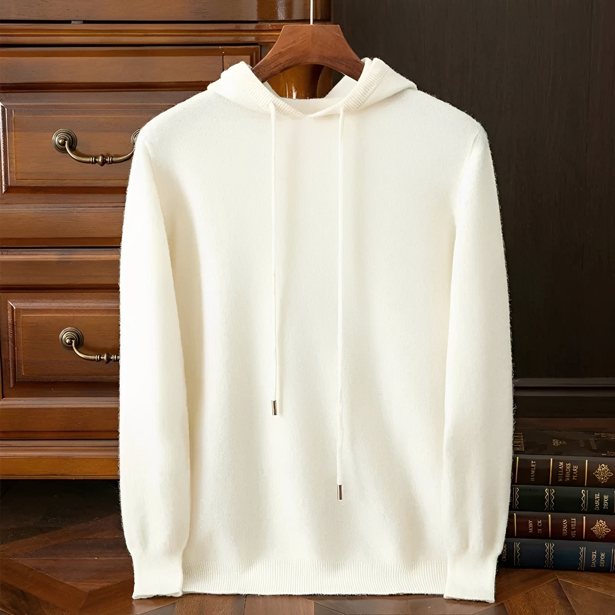 Sudadera con capucha para hombre con escote en V y cordón ajustable - Manga larga