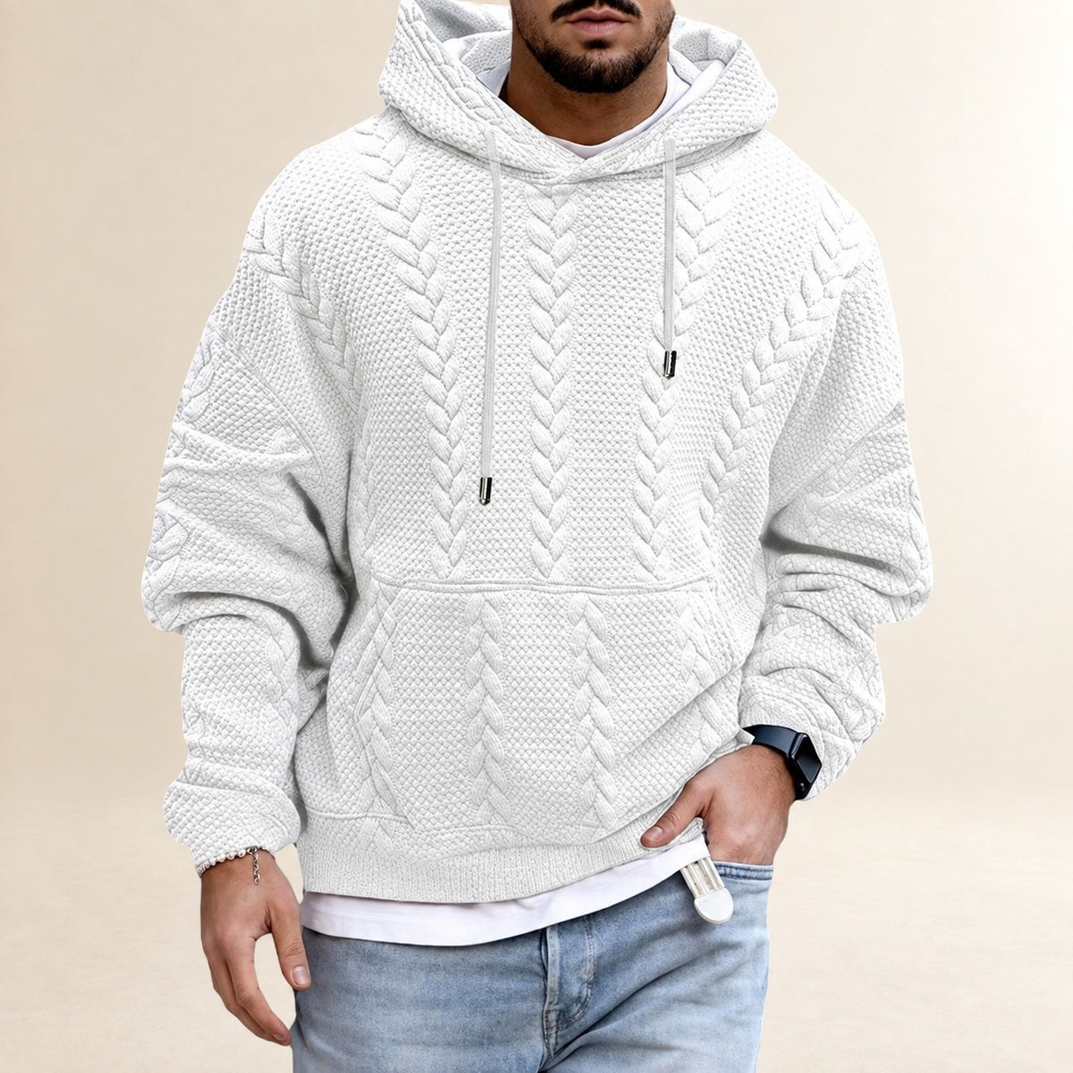 Sudadera con capucha para hombre de diseño texturizado y corte holgado