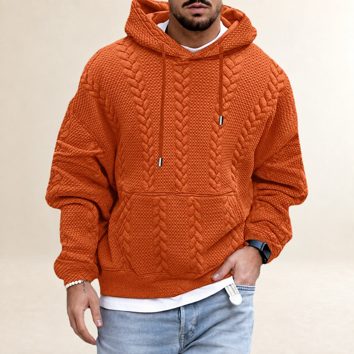 Sudadera con capucha para hombre de diseño texturizado y corte holgado