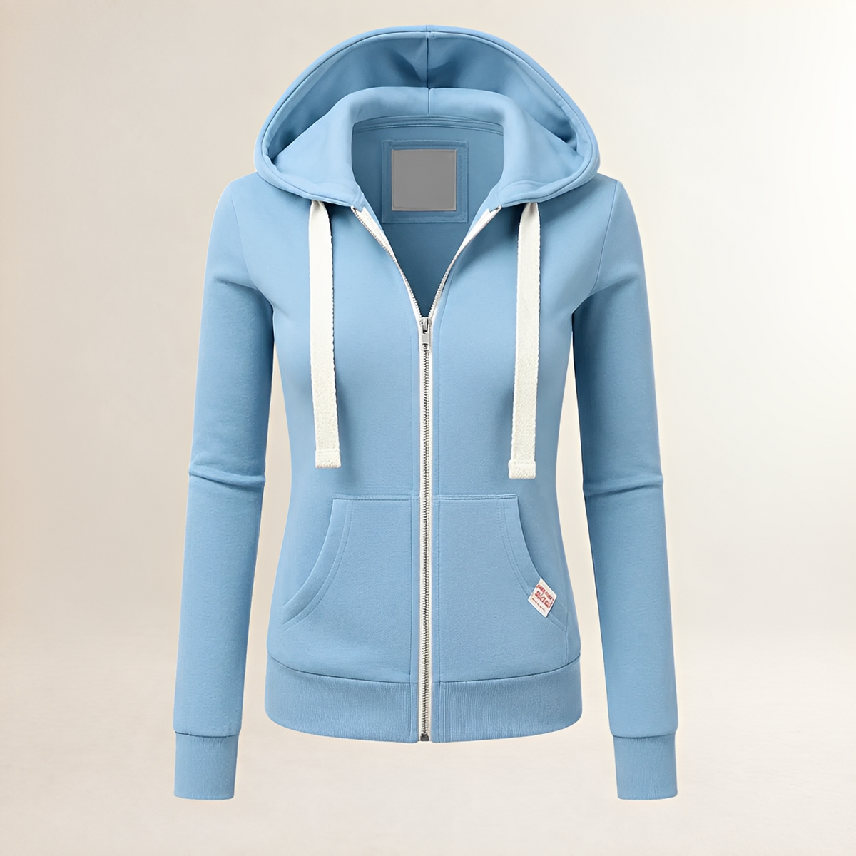 Sudadera con capucha para mujer ajustada cierre completo bolsillo canguro manga larga
