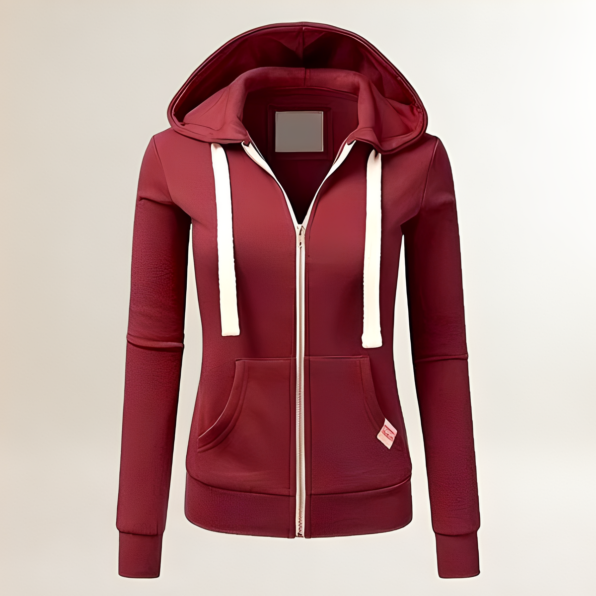 Sudadera con capucha para mujer ajustada cierre completo bolsillo canguro manga larga